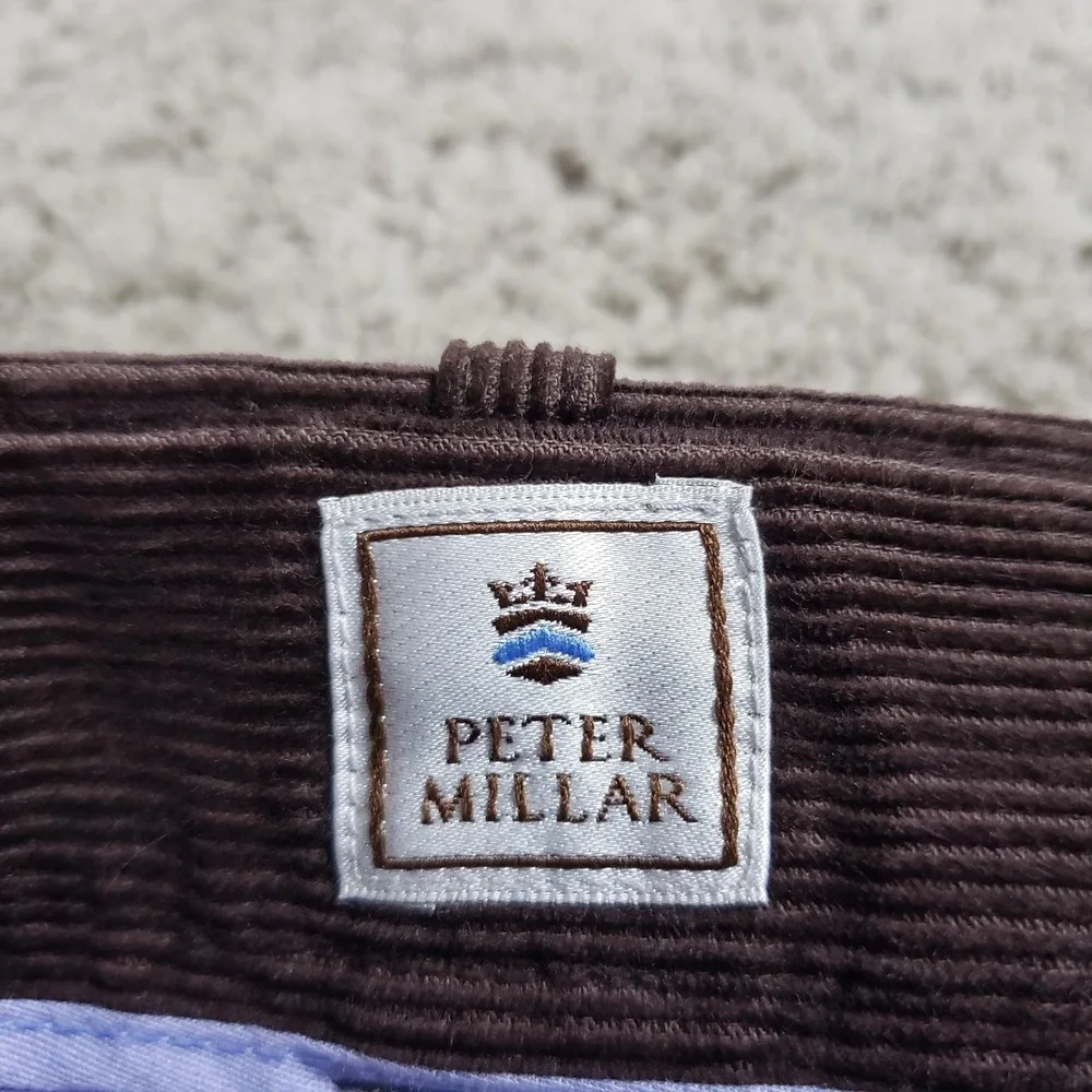 Peter Millar Pants Men 38x30 Brown‎ Corduroy Relaxed Straight High Waist Golf